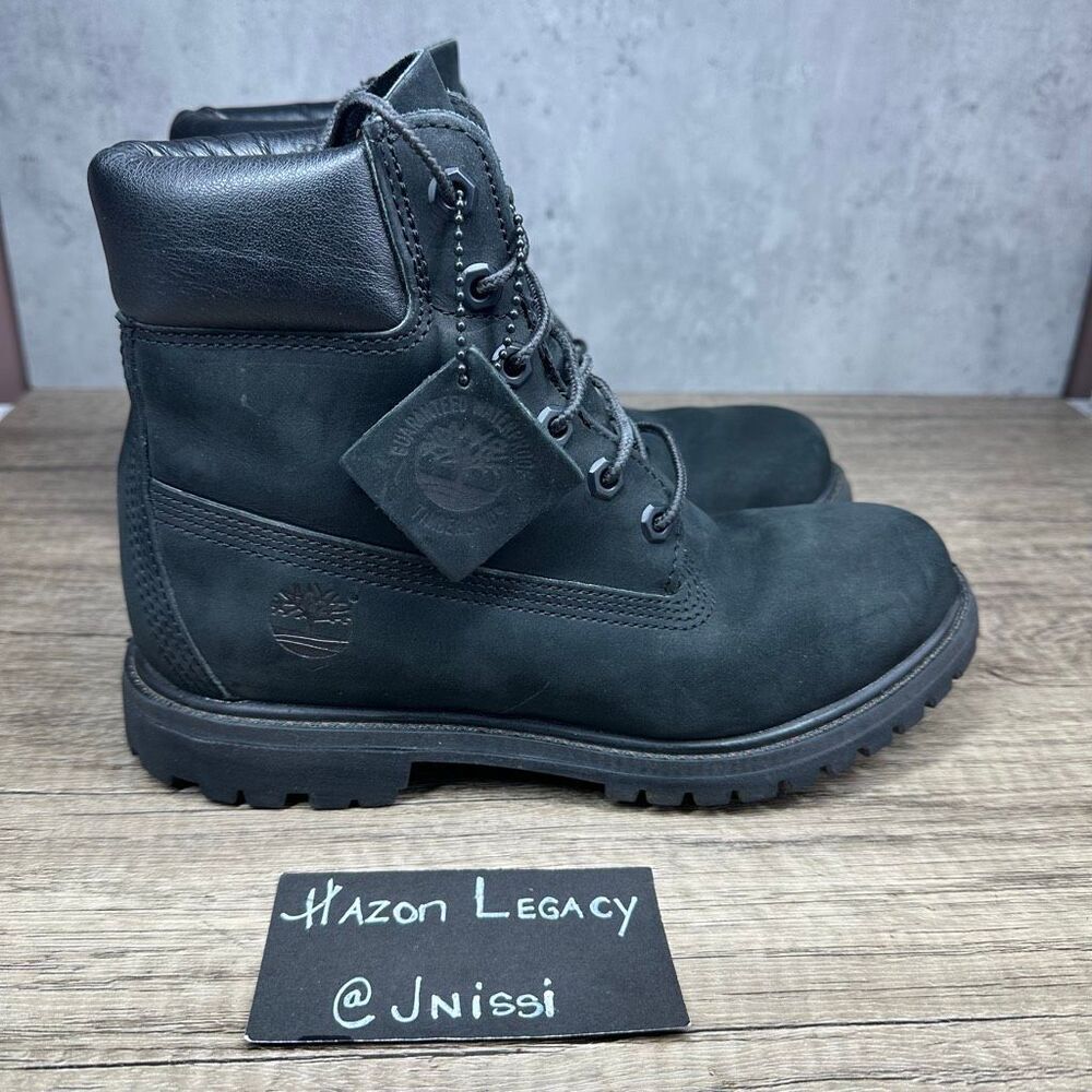Timberland~Women's~Black Waterproof Nubuck 6” Premium(8658A)‎ Boots~Size 7 - Picture 2 of 11
